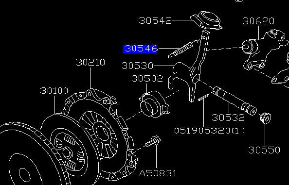 Clutch fork return spring 6 speed pull type 30546AA060