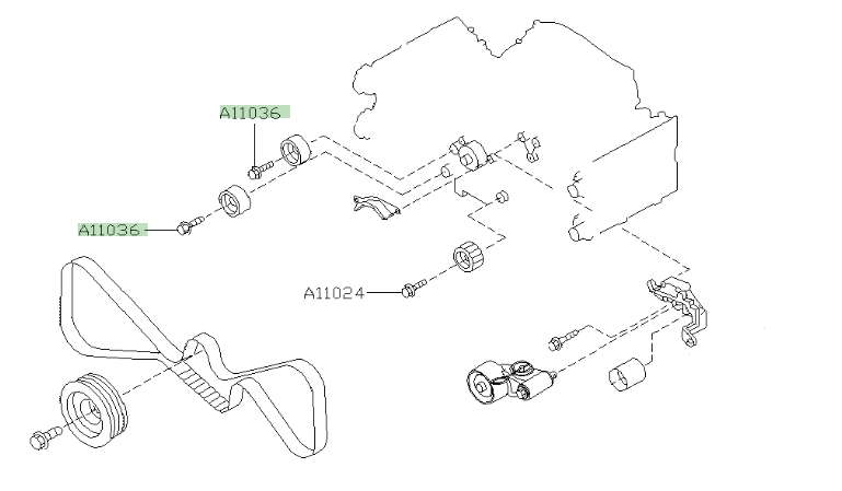 Genuine Subaru bolt for Large Smooth Timing Belt Idler