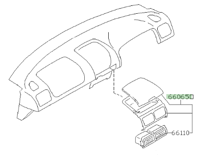 Subaru Impreza Dashboard Upper Cubby & Heater Vents 1997 - 2000