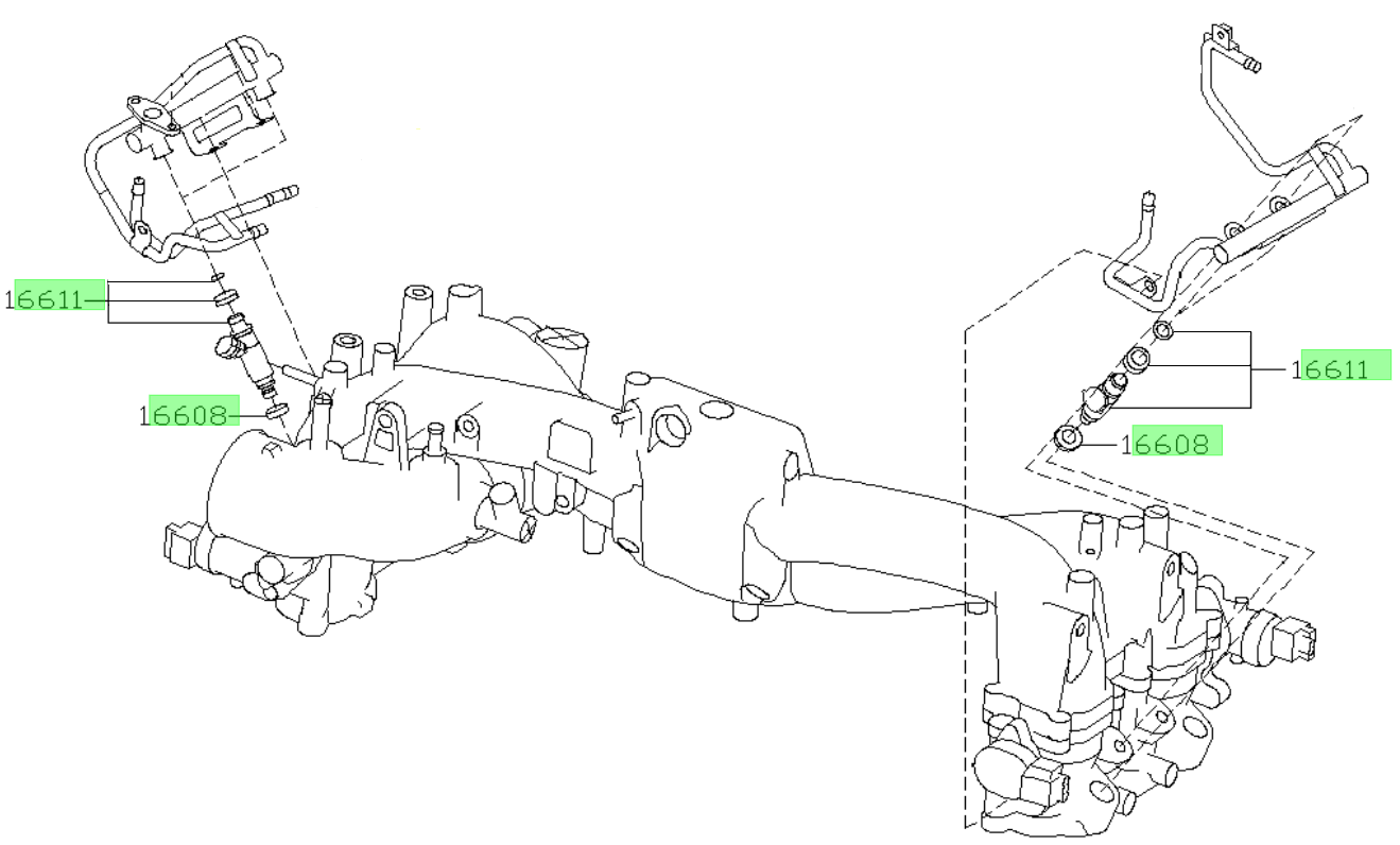 Subaru OE Top Feed Fuel Injector O Ring Seal Kit